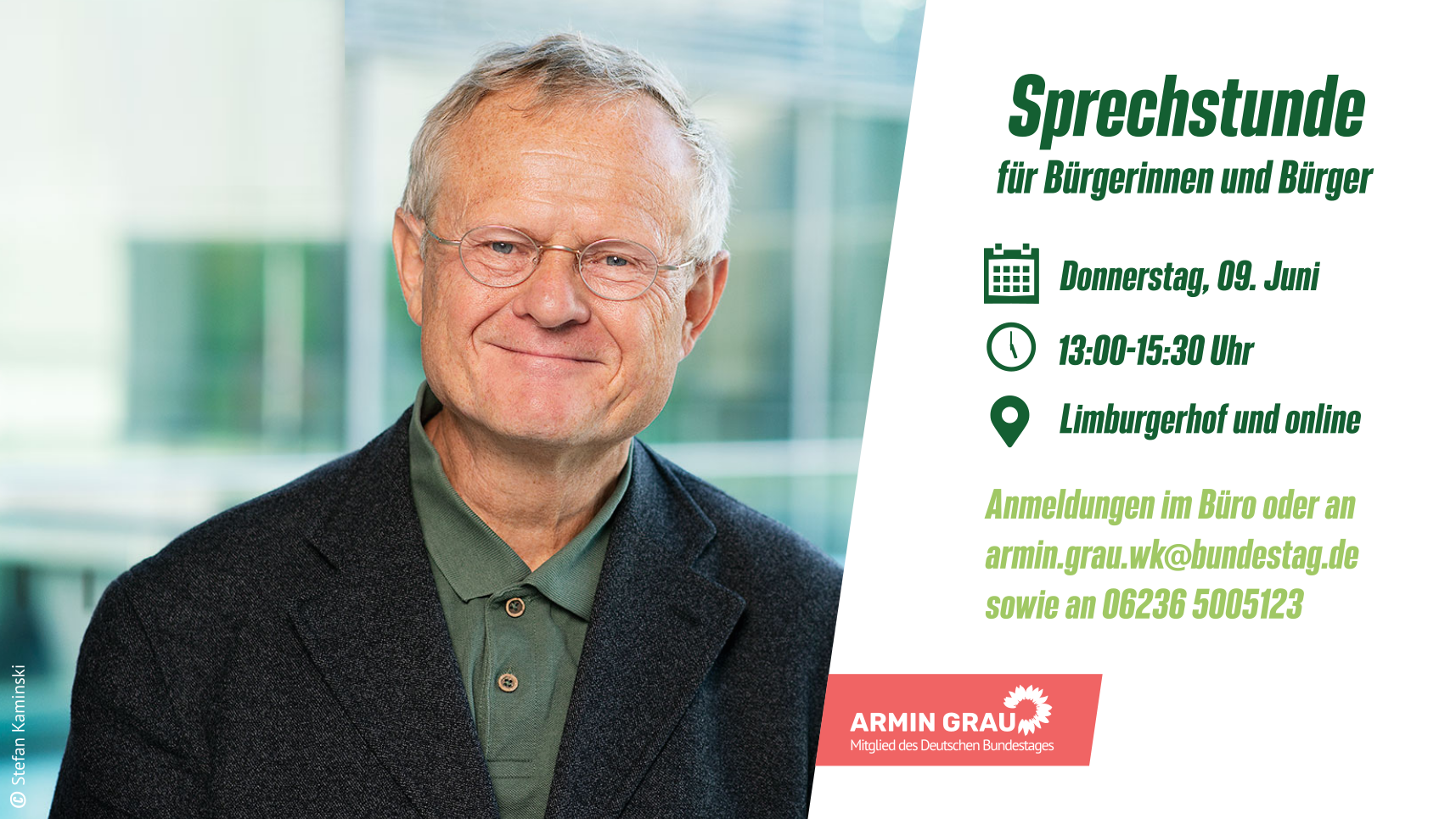 Pressemitteilung: Bürger*innen-Sprechstunde mit Prof. Dr. Armin Grau, MdB
