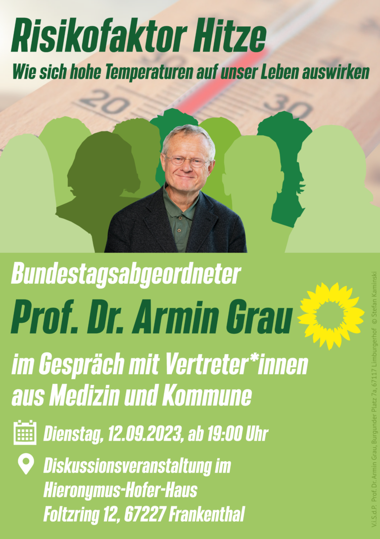 Veranstaltungshinweis: Gesprächsabend mit Prof. Dr. Armin Grau zum Thema „Risikofaktor Hitze – wie sich hohe Temperaturen auf unser Leben auswirken“