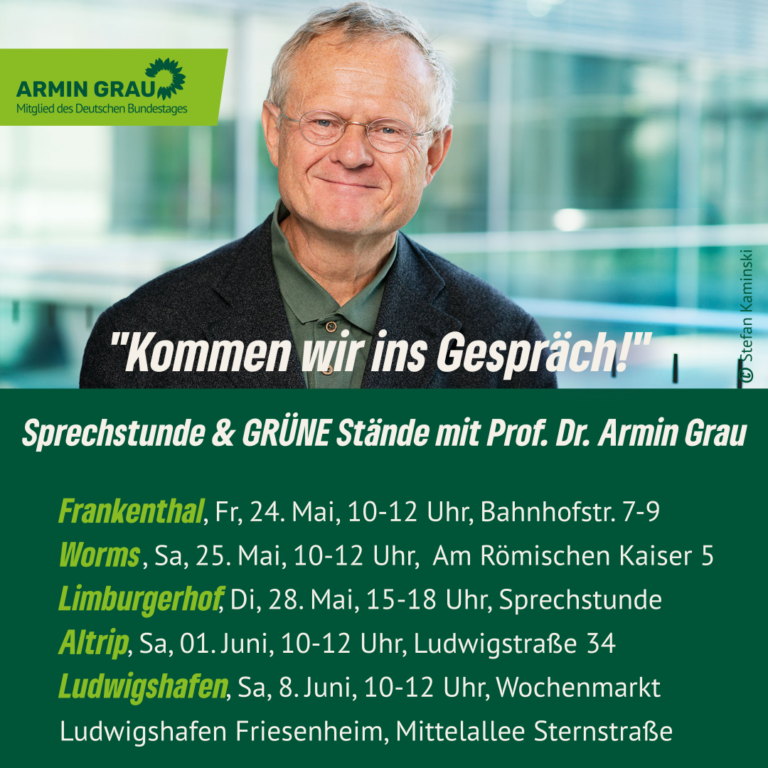 Pressemitteilung „Kommen Wir ins Gespräch!“ – Sprechstunde und Austausch am GRÜNEN Stand mit Prof. Dr. Armin Grau, MdB