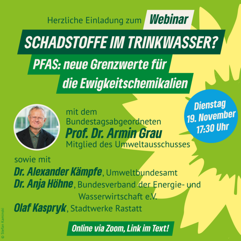 Einladung zum Webinar „Schadstoffe im Trinkwasser? PFAS: Neue Grenzwerte für die Ewigkeitschemikalien“