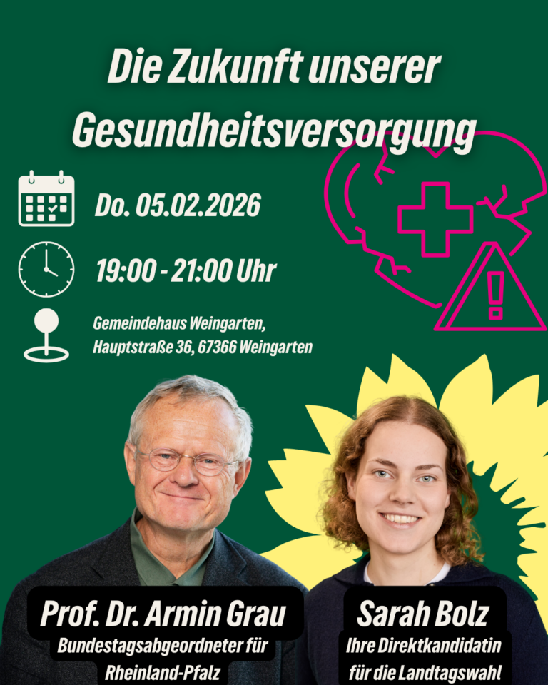 Der KV Germersheim lädt ein zur Veranstaltung „Die Zukunft unserer Gesundheitsversorgung „- mit Sarah Bolz und Prof. Dr. Armin Grau, MdB